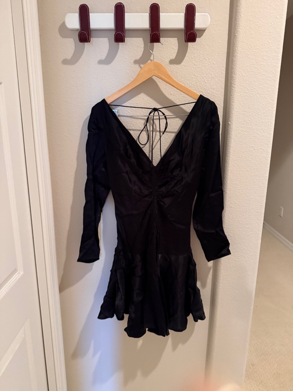 Zimmermann Black Long-Sleeve V-Neck Mini Dress - Picture 4 of 7